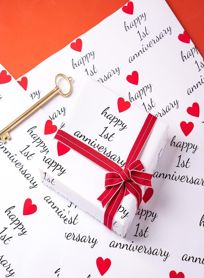 WRAPAHOLIC Anniversary Wrapping Paper Sheet - 6 Sheets 1st Anniversary Design Folded Flat for Husband, Wife, Boyfriend, Girlfriend, Birthday, Valentines Day - 19.7 Inch X 27.5 Inch Per Sheet - Image 5